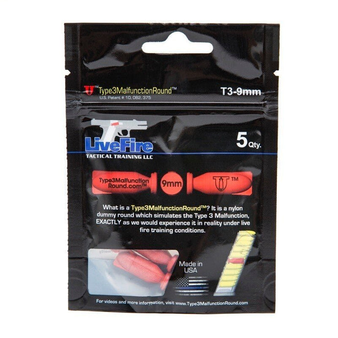 LiveFire Tactical Training | 9mm Type3MalfunctionRound - 5er Pack - MantisX.at